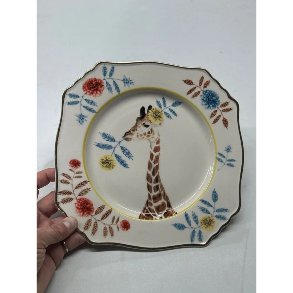 Anthropologie Nature Table Lou Rata Giraffe Plate 9 X 9 Floral